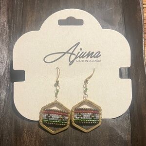 Gold and Multicolor Beaded Earrings